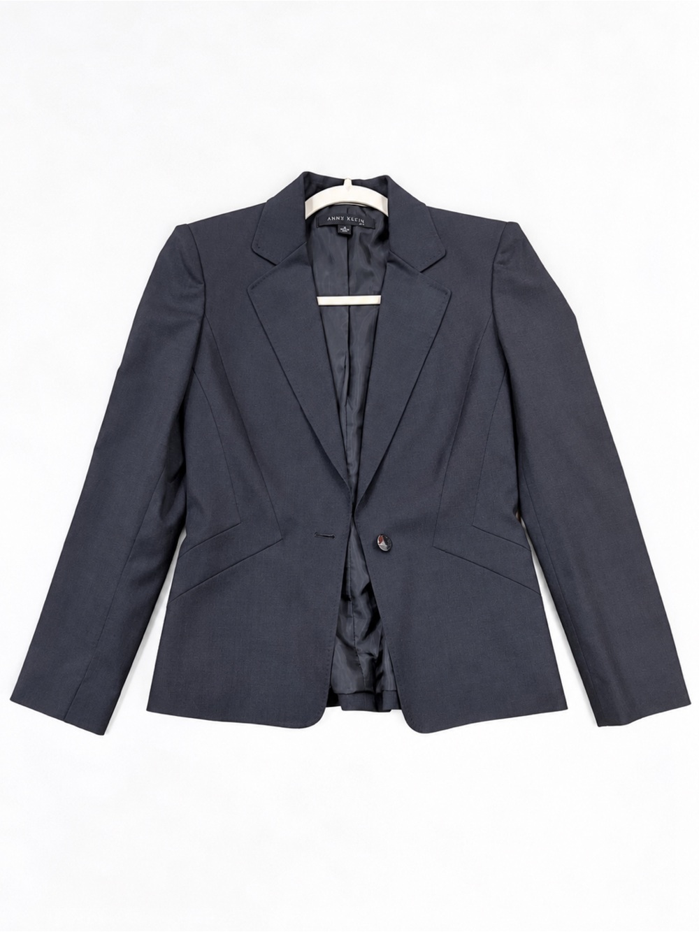 Anne Klein Charcoal Gray Tailored One Button Blazer Size 4 NWOT